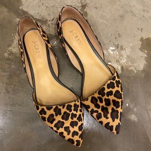 J. Crew Cheetah Pony Hair Pointy Toe Flat 8